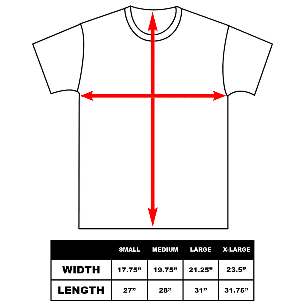 T-shirt size chart